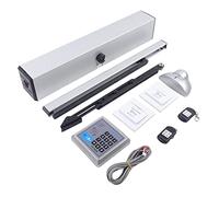 Chiudiporta automatico con funzione di bloccaggio, azionamento elettrico della porta da 24V, apriporta elettrico, chiudiporta per porte oscillanti con 2 x telecomando e pulsante a pressione + 5 x