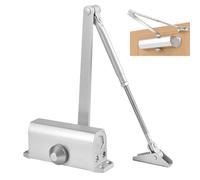 Chiudiporta idraulico automatico con funzione di blocco, chiudiporta superiore per porte interne ed esterne, chiudiporta a molla regolabile per porte da 65 a 85 kg, residenziali e commerciali, argento