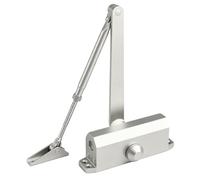 Chiudiporta idraulico automatico con funzione di blocco, regolabile a molla, per porte interne ed esterne, residenziali e commerciali, peso della porta fino a 180 kg, argento