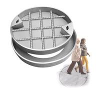 Chiusino invisibile in acciaio inossidabile, Coperchi for fosse settiche rotondi da incasso, Coperchi e telai for chiusini invisibili, Facili da installare(80CM/31.5IN)