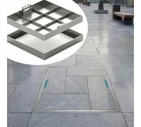 Chiusino Invisibile in Acciaio Inox 304 con Maniglia a Scomparsa, Coperchio Quadrato da Incasso per Pavimentazione e Piastrelle, Chiusino per Scarico, Pozzetto e Fossa Biologica(21*21In/53.3*53.3cm)