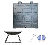 Chiusino Pozzetto e Telaio Quadrati, Coperchio Cisterna Antiscivolo in Ghisa per Vialetti, Garage e Altri Spazi, Capacità di Carico Superiore a 10 Tonnellate(60x60cm/24x24in)