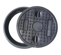 Chiusino Pozzetto e Telaio Rotondo da 30 cm, Coperchi Pozzetti in Plastica con Base, Apertura Libera 28 cm, Chiusino Incassato Antiscivolo Rinforzata, Dimensioni Complessive 35 cm