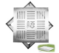 Chiusino Pozzetto in Acciaio Inox 304, Coperchio Rettangolare per Fossa Settica da Incasso, Tombino Carrabile Esterno con Base Per Giardino, Patio, Garage, Cortile, Marciapiede(30x30x3cm/12x12x1.2in)