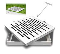 Chiusino Pozzetto in Acciaio Inox 304, Tombino Carrabile, Carico Massimo 500 Kg, Chiusino Incassato e Telaio per Decorazione da Giardino, Acqua Piovana, Cucina, Strada(25x25x3cm/10x10x1.2in)