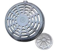 Chiusino Pozzetto Quadrato con Serratura, Tombino Carrabile in Acciaio Inox, Coperchio di Scarico Esterno in Metallo con Base per Drenaggio e Accesso Sotterraneo(50x50cm/20x20in)