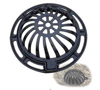 Chiusino Rotondo in Ghisa Sferoidale, Coperchio e Telaio per Fognatura Esterna, Pozzetto Giardino in Metallo con Base Imbullonata per Giardino, Cortile, Prato, Strade, Fabbriche(90x90x18cm/36x36x7in)