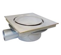 CHIUSINO SIFONATO CON PILETTA ACCIAIO INOX REGOLABILE USCITA LATERALE NEW DESIGN