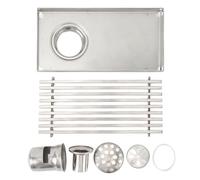 Chiusino Sifonato Piletta Doccia a Pavimento in Acciaio Inossidabile 20x10CM, Design Allungato per Scarico Laterale 50MM - Resistente alla Ruggine, Griglia Antiodore, Adatto a (Scarico laterale)