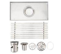 Chiusino Sifonato Piletta Doccia a Pavimento in Acciaio Inossidabile 20x10CM, Design Allungato per Scarico Laterale 50MM - Resistente alla Ruggine, Griglia Antiodore, Adatto a (Scarico medio)