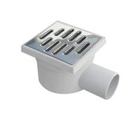 Chiusino Sifonato Ribassato 10x10 cm PP Griglia Acciaio INOX Scarico Laterale 40mm Orientabile Doccia Bagno Anti Odore