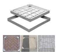 Chiusino Telaio Acciaio Inossidabile Coperchio Quadrato Invisibile For Accesso Alla Fogna Con Base Copertura For Fossa Settica Metallo Resistente For Vialetto Cortile Patio(27.5''x27.5''x2'')