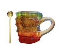 Chiusuet Tazza da caffè con libro dipinto 3D con cucchiaio, creativo, 3D, libro impilabile, tazza da caffè, stile retrò, idea regalo per gli amanti della letteratura