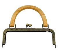 Chiusura a bacio in alluminio, chiusura a bacio in alluminio 20/25 cm, cornici for borse in metallo quadrate goffrate/lisce, chiusura a bacio con manico in legno, staffe for cucire borse fai da te, st