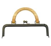 Chiusura a bacio in alluminio, chiusura a bacio in alluminio 20/25 cm, cornici for borse in metallo quadrate goffrate/lisce, chiusura a bacio con manico in legno, staffe for cucire borse fai da te, st