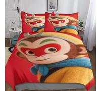 Chiusura A Cerniera SunWuKong Set Copripiumino, Finezza The Scimmia King Biancheria Da Letto Double（200x200cm） Lavabile Colorato Set Di Biancheria Da Letto