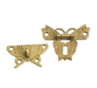 Chiusura a farfalla in bronzo antico, 50 x 43 mm, per portagioie in legno, chiusura vintage in lega di zinco con viti, decorazione retrò (bronzo giallo)