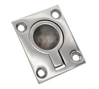 Chiusura a filo in acciaio inossidabile 316 con maniglia ad anello di sollevamento, per portello di barca o porta dell'armadio, resistente all'uso per ambienti marini (48 x 38 mm)