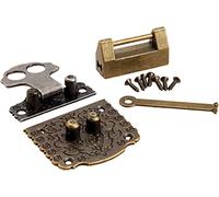 Chiusura a gancio antico con fibbia a scatto retrò, 2 pezzi di hardware in ottone cinese Fibbia for serratura a bilanciere in legno bronzo vintage + vecchia serratura cinese Accessori for mobili Fermo