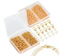 Chiusura a Moschettone Oro, 2 Scatole con Anellini Aperti per Gioielli | Chiusure per Braccialetti e Collane in Lega, Moschettone Oro con Anellini di Congiunzione
