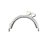 Chiusura della pochette Manico for borsa in metallo a forma di cuore da 8,5 cm for pochette con chiusura a bacio for monete, accessorio hardware in bronzo anticato per Fai Da Te(Silver Glossy)