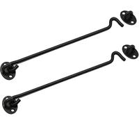 Chiusura for porta del fienile in acciaio inossidabile - Serratura for cancello con ganci for cabina e chiavistello a occhiello - Confezione da 2 for la massima sicurezza e privacy(Black,14in)