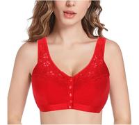 Chiusura Frontale Reggiseni per Mastectomia Post Intervento Chirurgico con Tasche Reggiseno in Cotone A Copertura Totale Lingerie Senza Fili per Tutti I Giorni da Donna, Red, 46/105ABC