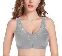Chiusura Frontale Reggiseni per Mastectomia Post Intervento Chirurgico con Tasche Reggiseno in Cotone A Copertura Totale Lingerie Senza Fili per Tutti I Giorni da Donna, Grey, 46/105ABC