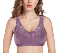 Chiusura Frontale Reggiseni per Mastectomia Post Intervento Chirurgico con Tasche Reggiseno in Cotone A Copertura Totale Lingerie Senza Fili per Tutti I Giorni da Donna, Purple, 38/85ABC