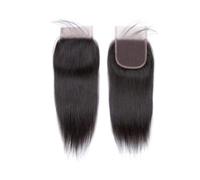Chiusura in pizzo HD 6x6, capelli umani lisci, capelli Remy frontali trasparenti pre-pizzicati, nero naturale, densità 150 Topper per Capelli da Donna(18inch)