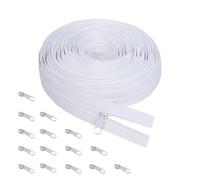 Chiusura lampo infinita con cerniera da 5 mm, chiusura lampo lunga 5 m, chiusura lampo senza fine, in nylon bianco, chiusura lampo con 15 estremità per vestiti, biancheria da letto, cuscini, borse