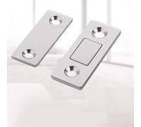 Chiusura magnetica per anta dell'armadio, per chiavistello magnetico ultra sottile per armadio, cassetto, armadio, cassettiera, forte tenuta, struttura in metallo, argento, confezione da 2 con viti