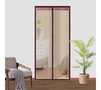 Chiusura magnetica per porta resistente, autosigillante, resistente agli strappi, facile da montare, maglia fine per tenere lontani gli insetti, 120 x 215 cm (larghezza x altezza), marrone