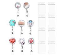 Chiusura Per Badge Da Infermiera Da 8 Pezzi, Portacarte Da 8 Pezzi, Portabadge Da Infermiera, Portabadge Retrattile, Portabadge Con Motivo Creativo, Portabadge Carino