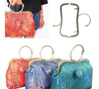 Chiusura per Borsa Clic Clac 1pc Cornice Quadrata in Metallo for Borsa da Cucito Accessori con Manico for Monete Strumento Fai Te Argento/Bronzo(Gold)