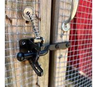 Chiusura per cancello da esterno resistente per recinzione in legno Leva a gravità in acciaio autobloccante automatica con kit di installazione semplice fai-da-te nero