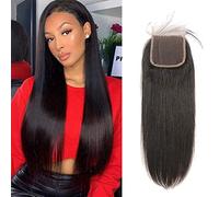 Chiusura per capelli umani 4x4 HD trasparente pizzo dritto per le donne parte libera chiusura in pizzo svizzero 100% capelli umani vergini brasiliani non trattati colore nero naturale 25,4 cm