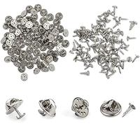 Chiusure a Farfalla con Spilla,50 pezzi Ferma Spille Chiusure a Farfalla con Spilla per Libri Targhette con Nome Ganci Artigianato Fai-Da-Te Non Sono Necessari Attrezzi Argento