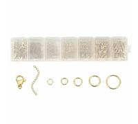 Chiusure a moschettone in acciaio inossidabile, anelli di congiunzione aperti, tappi per perline a cricchetto per kit fai da te per la creazione di gioielli, set di forniture per braccialetti e coll