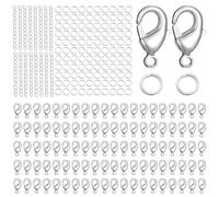Chiusure per Braccialetti, 500 Pezzi Chiusure per Collane tra cui Anelli Aperti 7 * 5mm, Prolunghe 50mm, Chiusura a Moschettone 12mm, Gancetti per Braccialetti per la Creazione di Gioielli Fai da Te