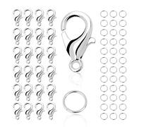 Chiusure per Braccialetti,moinkerin 100 Pezzi Verschlüsse für Armbänder（Argento） con 200 Pezzi Anellini Aperti Kettenverschluss per la Creazione di Gioielli