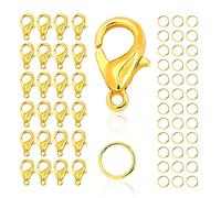 Chiusure per Braccialetti,moinkerin 100 Pezzi Verschlüsse für Armbänder（Oro） con 200 Pezzi Anellini Aperti Kettenverschluss per la Creazione di Gioielli