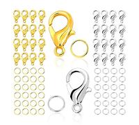 Chiusure per Braccialetti,moinkerin 100 Pezzi Verschlüsse für Armbänder（Oro e argento） con 200 Pezzi Anellini Aperti Kettenverschluss per la Creazione di Gioielli