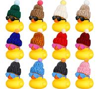 Chivao 12 mini anatre in gomma con occhiali da sole/occhiali e cappelli/collana, anatre di gomma da crociera in massa regalo di San Valentino piccole giocattoli per nascondere feste (stile adorabile