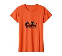 Chive Catitude: Sassy Cat Lover Design con Impronte di Zampe Maglietta, Donna, Arancio, 3XL