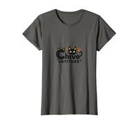 Chive Catitude: Sassy Cat Lover Design con Impronte di Zampe Maglietta, Donna, Asfalto, M