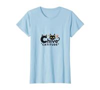 Chive Catitude: Sassy Cat Lover Design con Impronte di Zampe Maglietta, Donna, Celeste, M