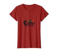 Chive Catitude: Sassy Cat Lover Design con Impronte di Zampe Maglietta, Donna, Mirtillo Rosso, 3XL