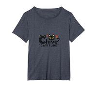 Chive Catitude: Sassy Cat Lover Design con Impronte di Zampe Maglietta, Donna Plus-Size, Pervinca, 5X