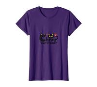 Chive Catitude: Sassy Cat Lover Design con Impronte di Zampe Maglietta, Donna, Viola, L